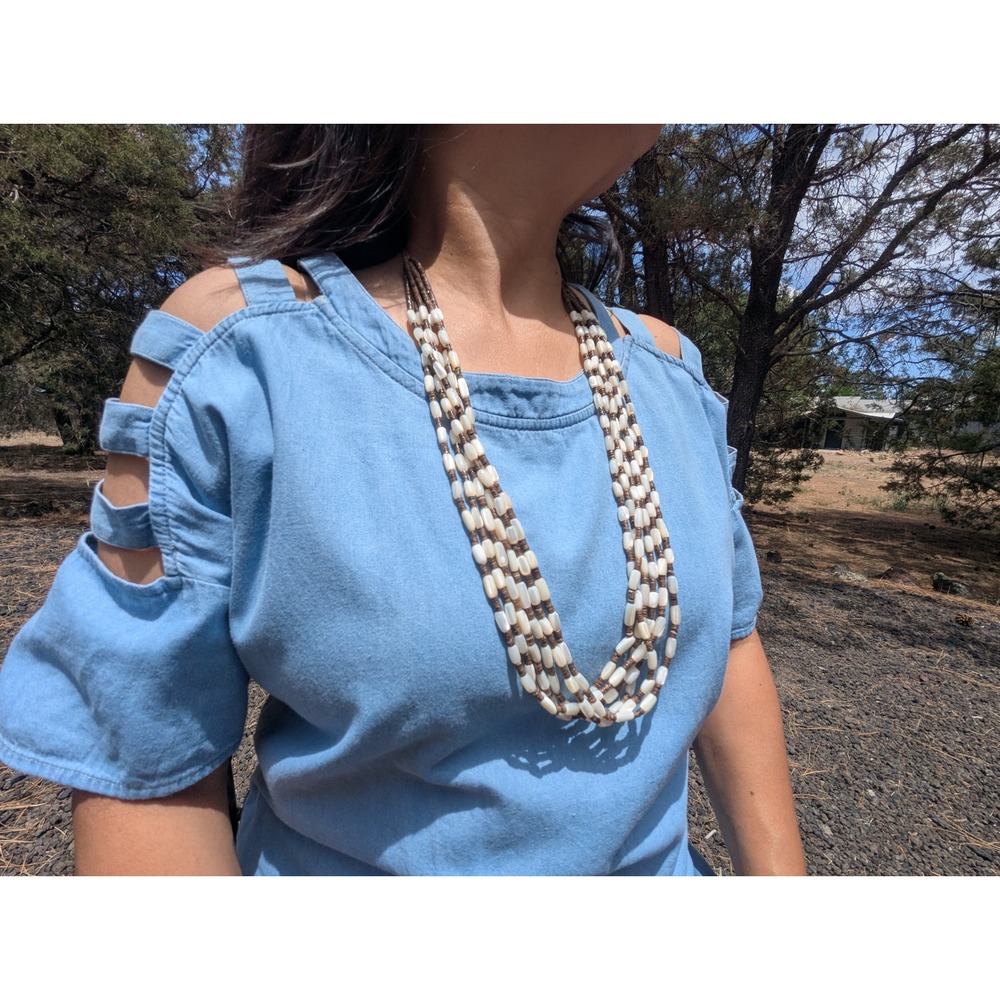 Handmade Native American Shell Necklace Santo‎ Domingo Kewa Pueblo 6 Strands ***